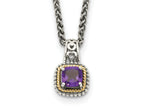 FJC Finejewelers Sterling Silver with 14kt Accent Antiqued with Amethyst Necklace 18 Inches x 12 mm