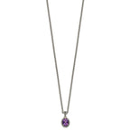 FJC Finejewelers Sterling Silver with 14kt Accent Antiqued with Amethyst Oval Necklace 18 Inches x 10 mm