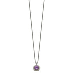 FJC Finejewelers Sterling Silver with 14kt Accent Spiga Antiqued with Amethyst Necklace 18 Inches x 16 mm