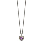 FJC Finejewelers Sterling Silver with 14kt Accent Spiga Amethyst Heart Necklace 18 Inches x 17 mm