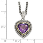FJC Finejewelers Sterling Silver with 14kt Accent Spiga Amethyst Heart Necklace 18 Inches x 17 mm