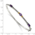 FJC Finejewelers Sterling Silver with 14kt Accent Antiqued with Amethyst Hinged Bangle 7.25 Inches x 7 mm