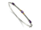 FJC Finejewelers Sterling Silver with 14kt Accent Antiqued with Amethyst Hinged Bangle 7.25 Inches x 7 mm