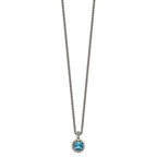 FJC Finejewelers Sterling Silver with 14kt Accent Antiqued with Blue Topaz Necklace 18 Inches x 11 mm