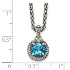 FJC Finejewelers Sterling Silver with 14kt Accent Antiqued with Blue Topaz Necklace 18 Inches x 11 mm