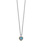 FJC Finejewelers Sterling Silver 14kt Accent Antiqued Swiss Blue Topaz Heart Necklace 18 Inches x 15 mm