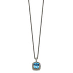 FJC Finejewelers Sterling Silver with 14kt Accent Antiqued Swiss Blue Topaz Necklace 18 Inches x 17 mm
