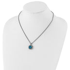 FJC Finejewelers Sterling Silver with 14kt Accent Antiqued Swiss Blue Topaz Necklace 18 Inches x 17 mm