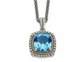 FJC Finejewelers Sterling Silver with 14kt Accent Antiqued Swiss Blue Topaz Necklace 18 Inches x 17 mm