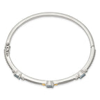 FJC Finejewelers Sterling Silver with 14kt Accent Antiqued Sky Blue Topaz 3 Stone Bangle 7.25 Inches x 3 mm