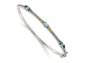 FJC Finejewelers Sterling Silver with 14kt Accent Antiqued Sky Blue Topaz 3 Stone Bangle 7.25 Inches x 3 mm