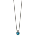 FJC Finejewelers Sterling Silver with 14kt Accent Antiqued with London Blue Topaz Necklace 18 inch