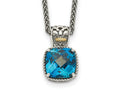 FJC Finejewelers Sterling Silver with 14kt Accent Antiqued with London Blue Topaz Necklace 18 inch