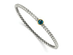 FJC Finejewelers Sterling Silver with 14kt Accent Antiqued with London Blue Topaz Bangle 13 mm