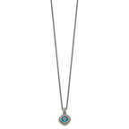 FJC Finejewelers Sterling Silver with 14kt Accent Necklace with Pendant Antiqued with Blue Topaz