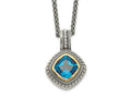FJC Finejewelers Sterling Silver with 14kt Accent Necklace with Pendant Antiqued with Blue Topaz