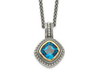 FJC Finejewelers Sterling Silver with 14kt Accent Necklace with Pendant Antiqued with Blue Topaz
