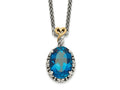 FJC Finejewelers Sterling Silver with 14kt Accent Antiqued with London Blue Topaz Oval Necklace 18