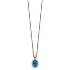 FJC Finejewelers Sterling Silver with 14kt Accent Antiqued with London Blue Topaz Hinged Bail Necklace
