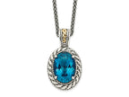 FJC Finejewelers Sterling Silver with 14kt Accent Antiqued with London Blue Topaz Hinged Bail Necklace