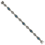 FJC Finejewelers 925 Sterling Silver Antiqued London Blue Topaz Bracelet 7.75 Inches x 10 mm