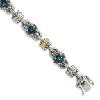 FJC Finejewelers 14k/Silver Two-Tone Antiqued with London Blue Topaz Bracelet 7.5 Inches x 10 mm
