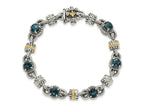 FJC Finejewelers 14k/Silver Two-Tone Antiqued with London Blue Topaz Bracelet 7.5 Inches x 10 mm