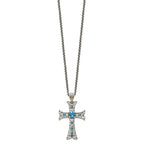 FJC Finejewelers 14k/Silver Two-Tone with London Blue Topaz Cross Necklace