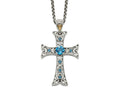 FJC Finejewelers 14k/Silver Two-Tone with London Blue Topaz Cross Necklace