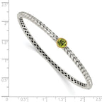 FJC Finejewelers Sterling Silver with 14kt Accent Antiqued with Peridot Bangle Bracelet 6 mm