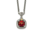 FJC Finejewelers Sterling Silver with 14kt Accent Necklace with Pendant Antiqued with Garnet