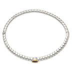 FJC Finejewelers Sterling Silver with 14kt Accent Antiqued with Garnet Bangle Bracelet 6 mm