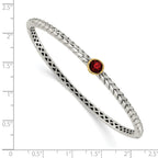 FJC Finejewelers Sterling Silver with 14kt Accent Antiqued with Garnet Bangle Bracelet 6 mm
