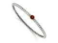 FJC Finejewelers Sterling Silver with 14kt Accent Antiqued with Garnet Bangle Bracelet 6 mm