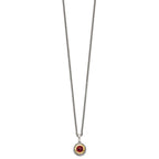 FJC Finejewelers Sterling Silver with 14kt Accent Necklace with Pendant Antiqued with Garnet