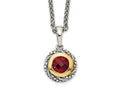 FJC Finejewelers Sterling Silver with 14kt Accent Necklace with Pendant Antiqued with Garnet