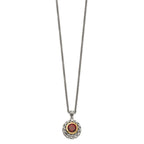 FJC Finejewelers Sterling Silver with 14kt Accent Necklace with Pendant Antiqued with Garnet
