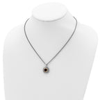 FJC Finejewelers Sterling Silver with 14kt Accent Necklace with Pendant Antiqued with Garnet
