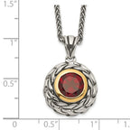 FJC Finejewelers Sterling Silver with 14kt Accent Necklace with Pendant Antiqued with Garnet