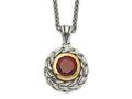FJC Finejewelers Sterling Silver with 14kt Accent Necklace with Pendant Antiqued with Garnet