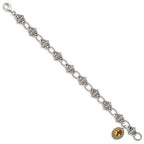 FJC Finejewelers Sterling Silver with 14kt Accent Antiqued with Citrine Bracelet 7.75 Inches x 10 mm