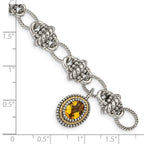 FJC Finejewelers Sterling Silver with 14kt Accent Antiqued with Citrine Bracelet 7.75 Inches x 10 mm