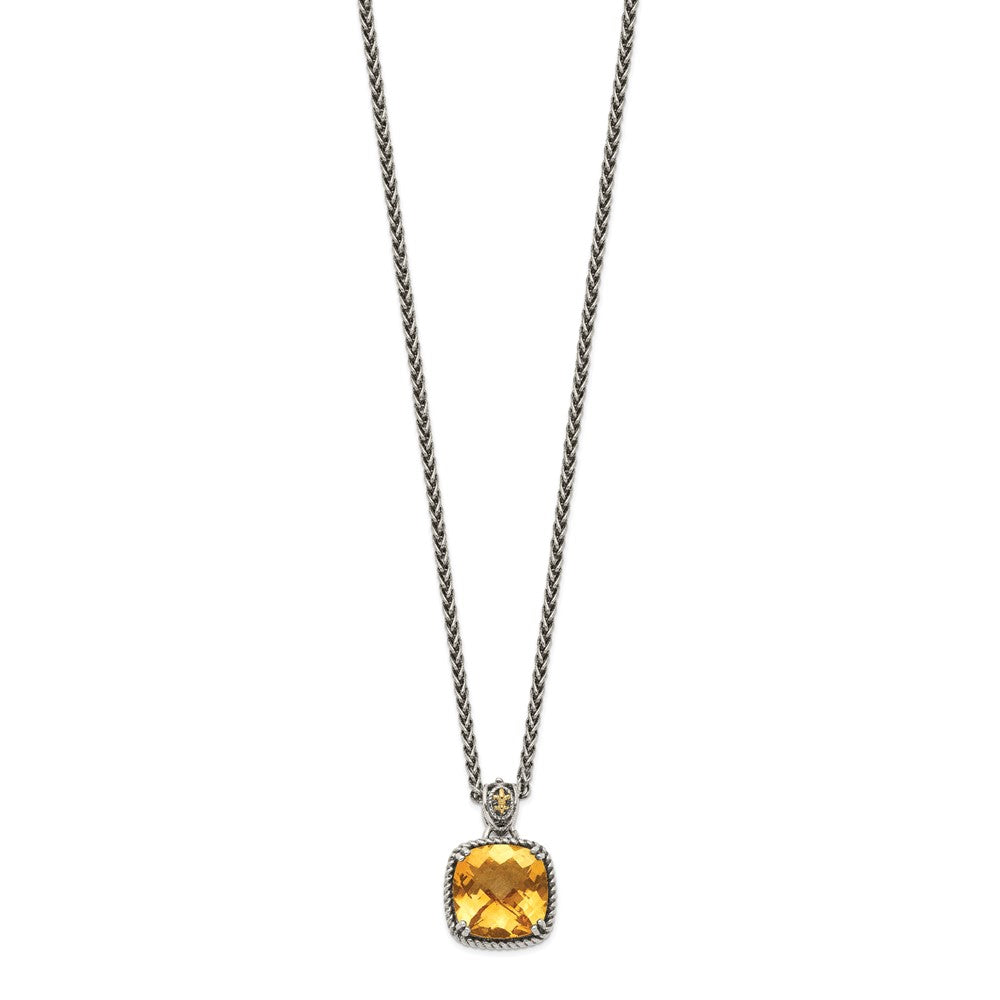 FJC Finejewelers Sterling Silver with 14kt Accent Antiqued with Citrine 18 Inches x 15 mm