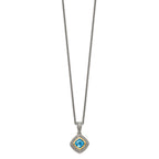 FJC Finejewelers Sterling Silver with 14kt Accent Antiqued with Sky Blue Topaz Necklace 18 mm