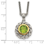 FJC Finejewelers Sterling Silver with 14kt Accent Necklace with Pendant Antiqued with Peridot Necklace