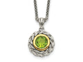 FJC Finejewelers Sterling Silver with 14kt Accent Necklace with Pendant Antiqued with Peridot Necklace