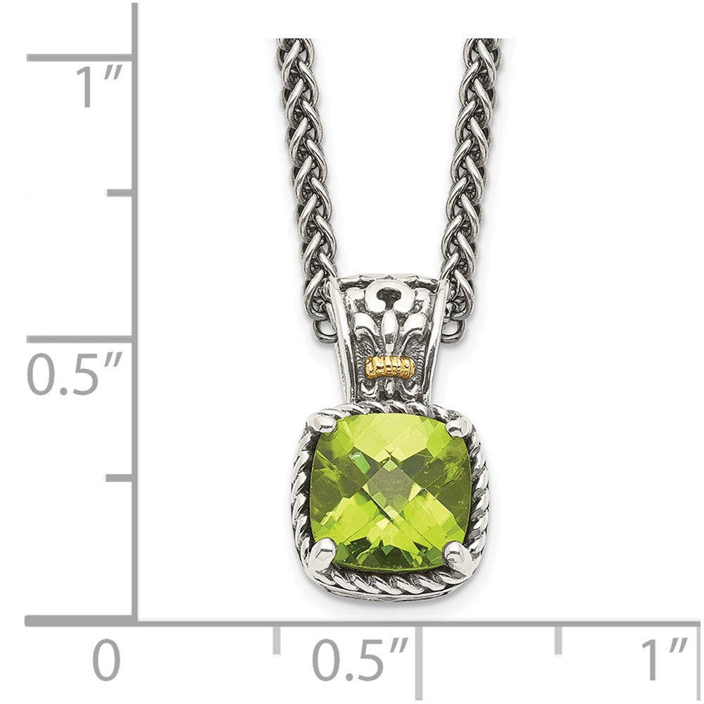 FJC Finejewelers Sterling Silver with 14kt Accent Necklace with Pendant Antiqued with Peridot Necklace