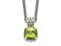 FJC Finejewelers Sterling Silver with 14kt Accent Necklace with Pendant Antiqued with Peridot Necklace