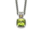 FJC Finejewelers Sterling Silver with 14kt Accent Necklace with Pendant Antiqued with Peridot Necklace