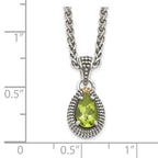 FJC Finejewelers Sterling Silver with 14kt Accent Necklace Pendant Antiqued with Peridot Pear Shaped